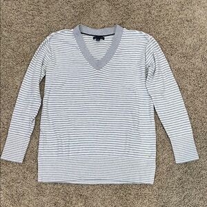 Tommy Hilfiger Gray and White Striped Sweater